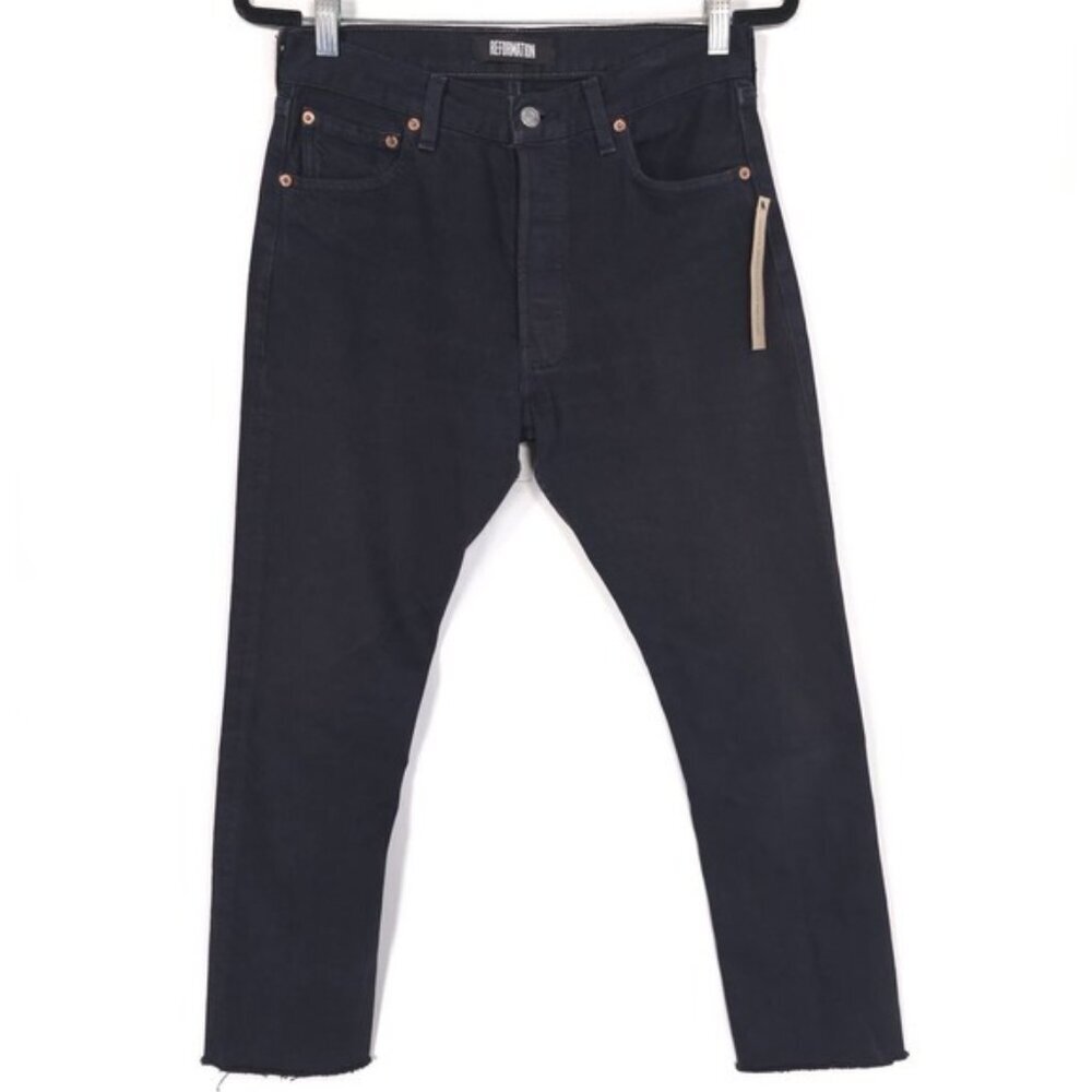 NWOT REFORMATION x Levis Women's Jeans 27 Straight Leg Black Button Fly USA MADE